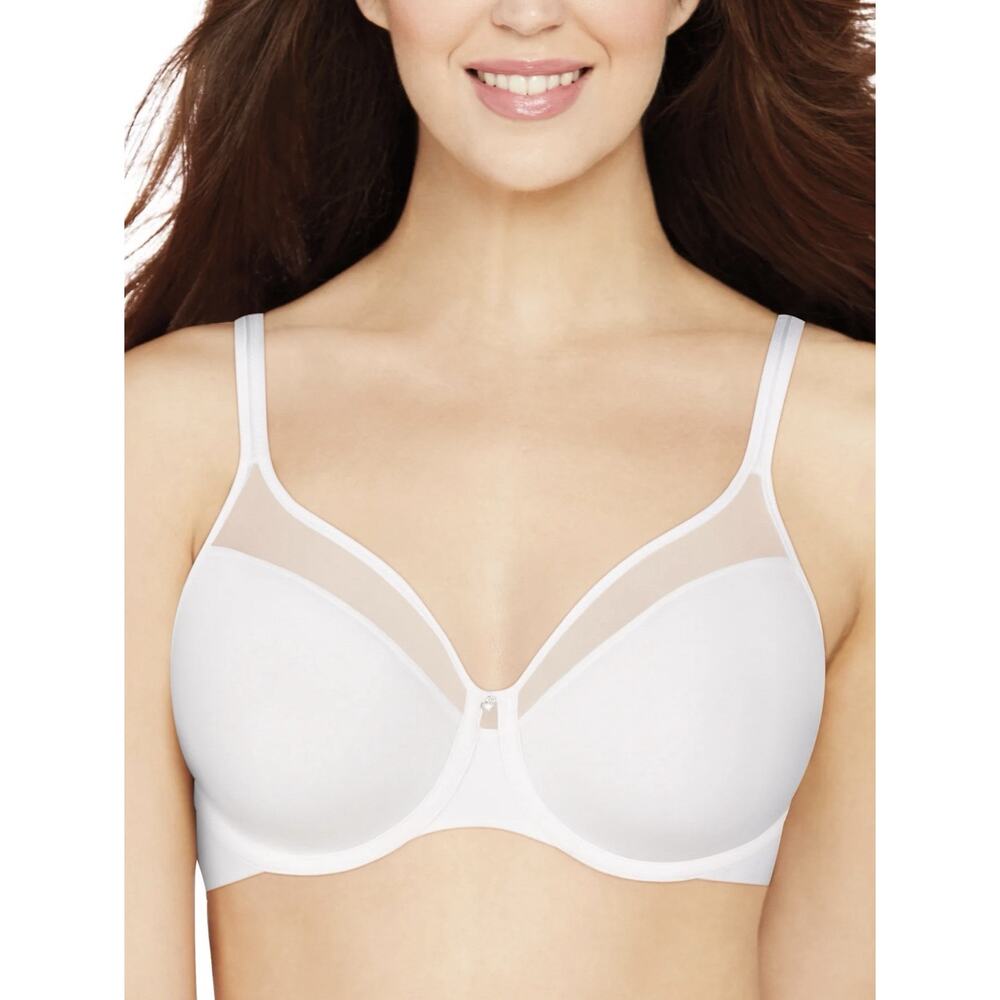 Bali Underwire Bra White Smooth U Ultra Light Illusion Neckline Convertible 40 D